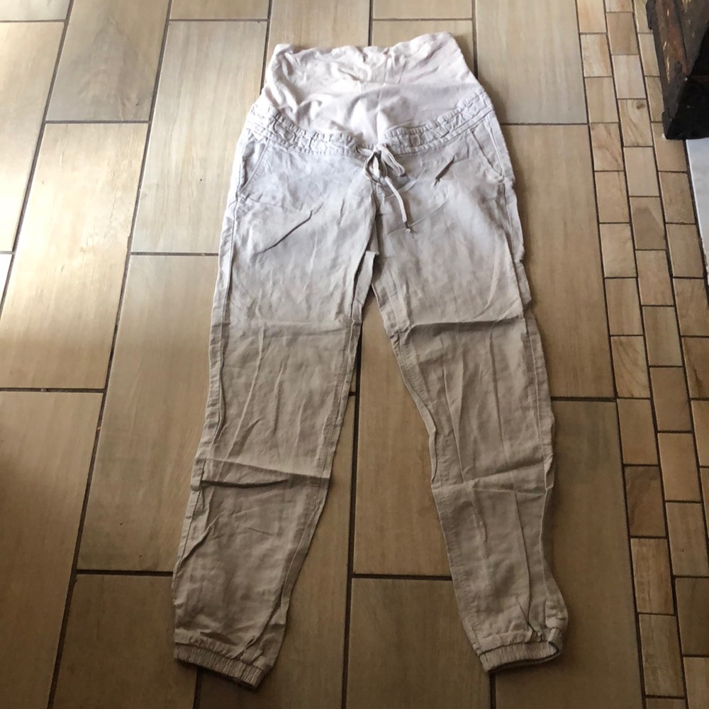 H&M maternity khaki linen pants size 6